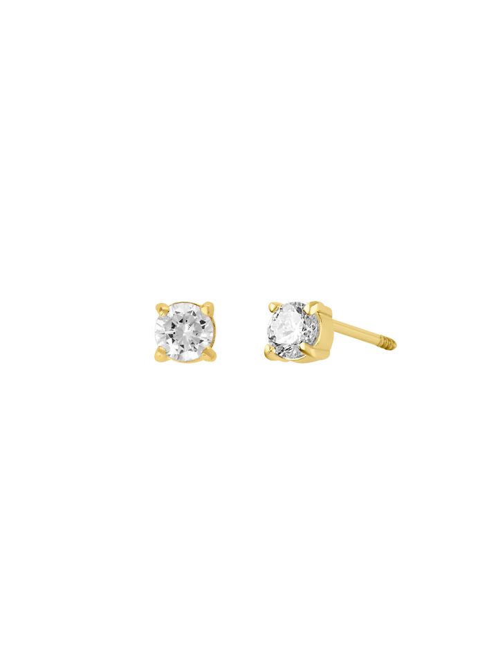 Broquel Mini Zirconia Redonda Oro 14k