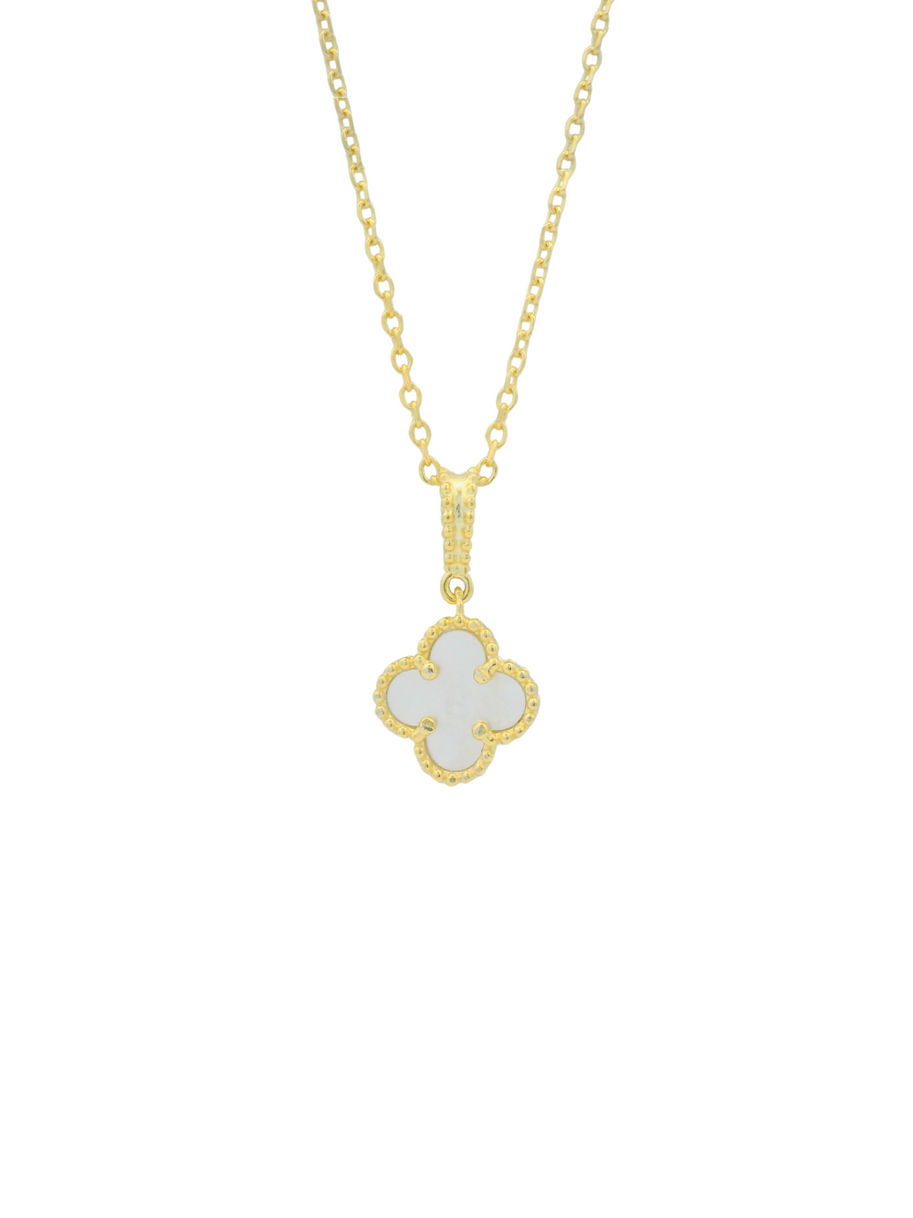 Collar Con Dije Trebol Con Madre Perla