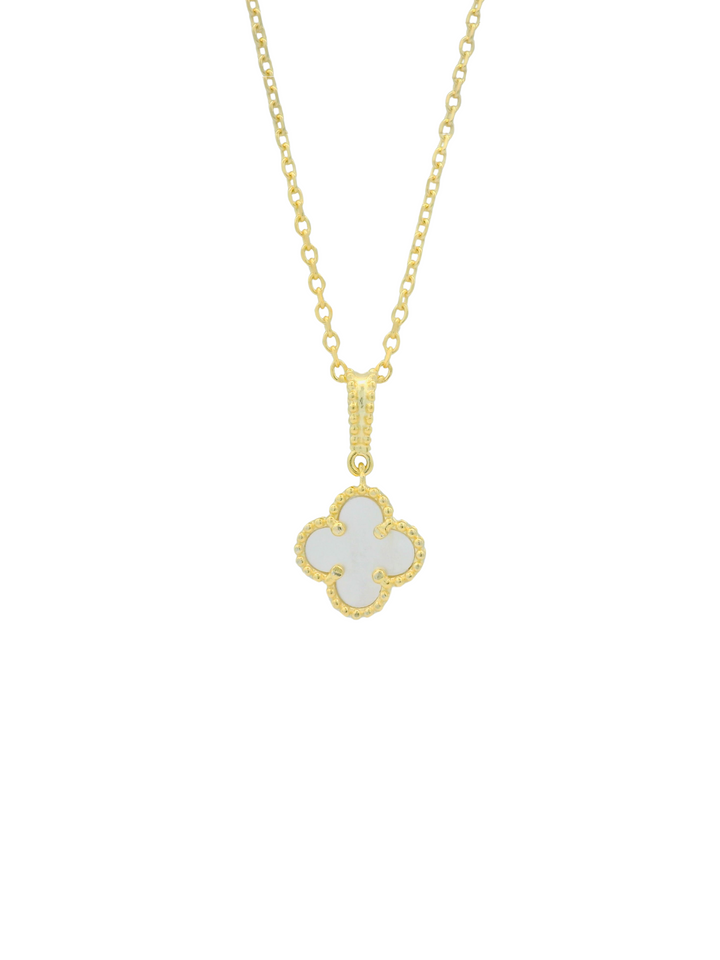 Collar Con Dije Trebol Con Madre Perla