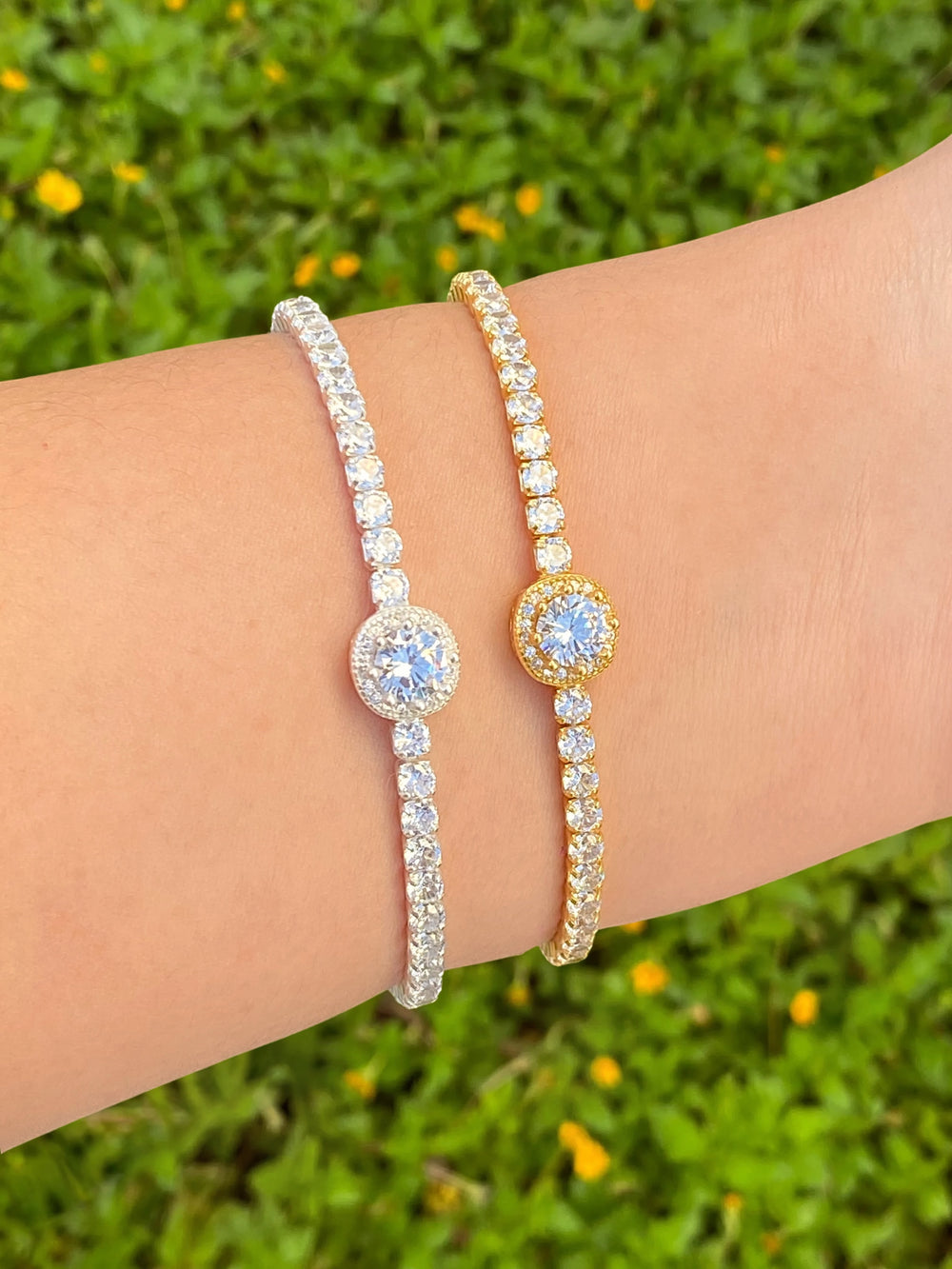 Pulsera Ajustable Con Zirconia Redonda