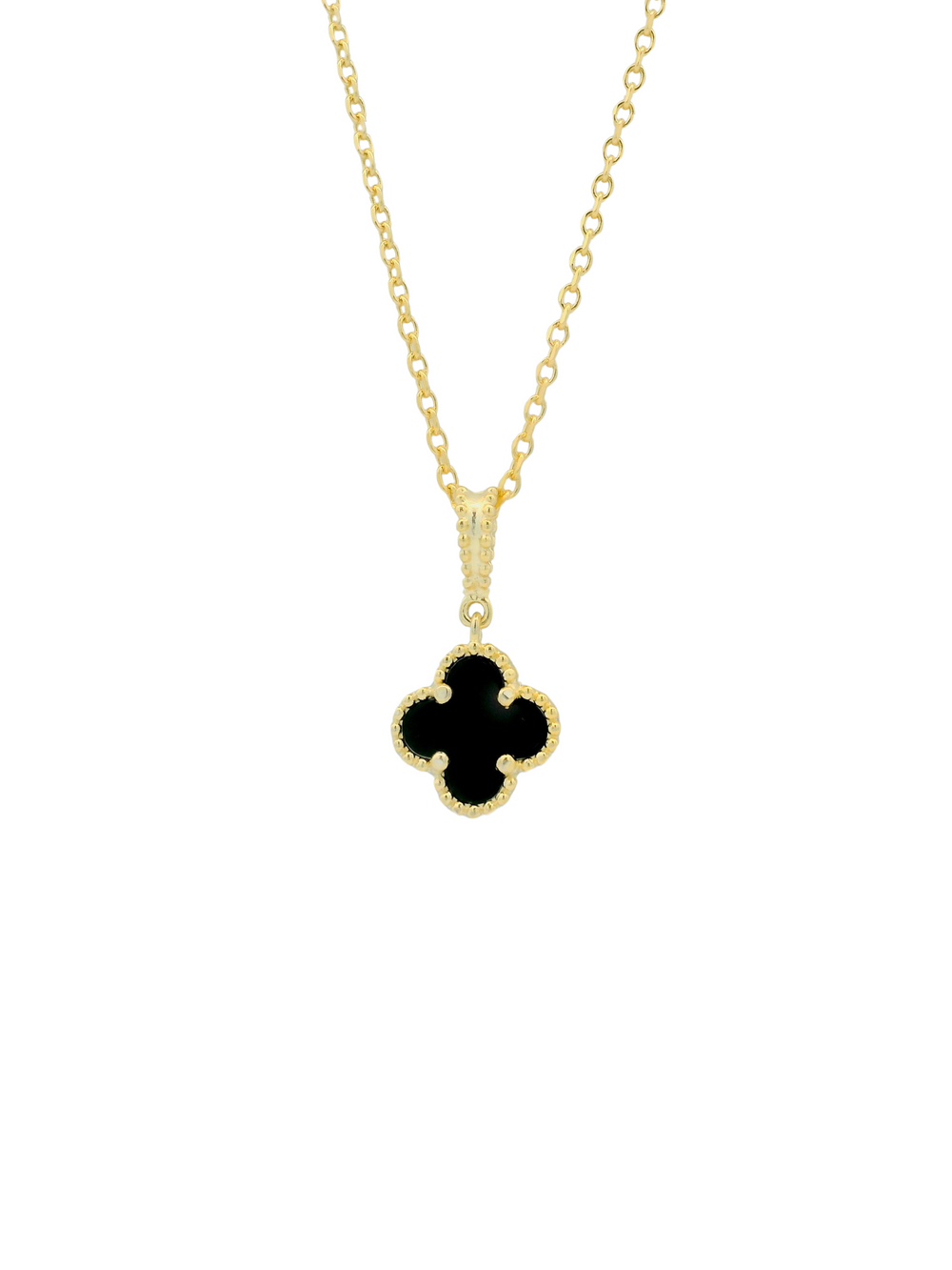 Collar Con Dije Trebol Onix