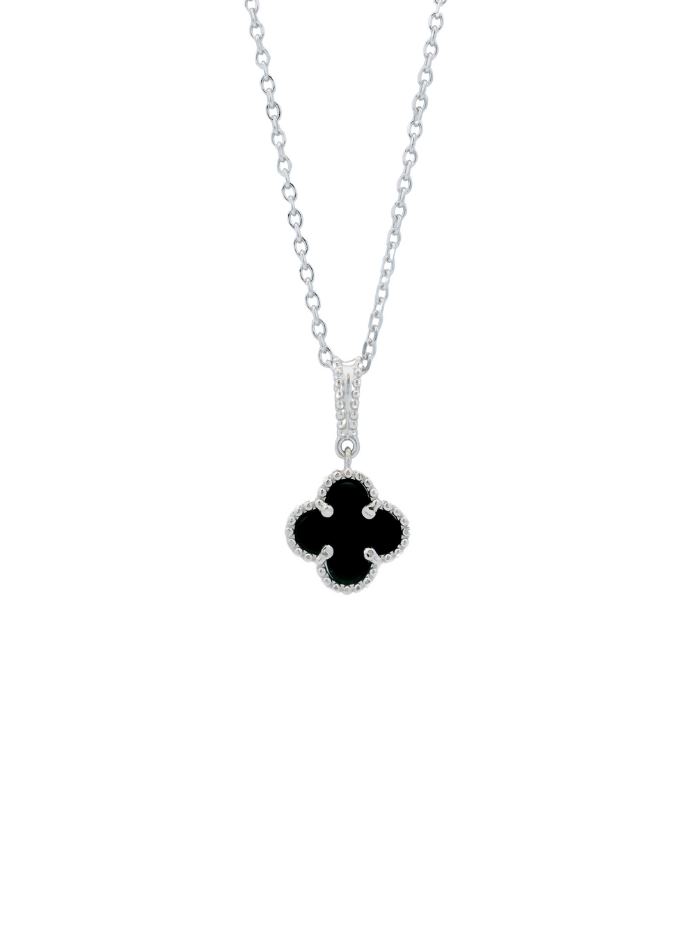 Collar Con Dije Trebol Onix