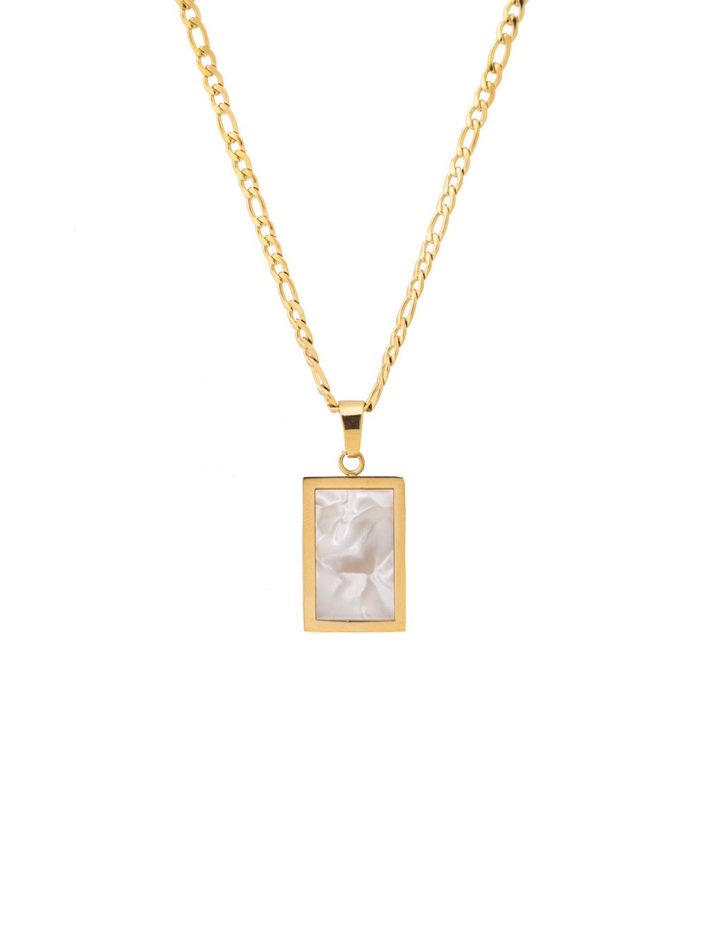 Collar Figaro Dije Rectangular