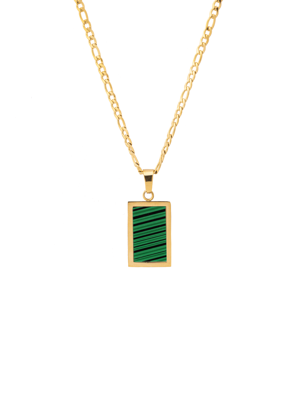 Collar Figaro Dije Rectangular