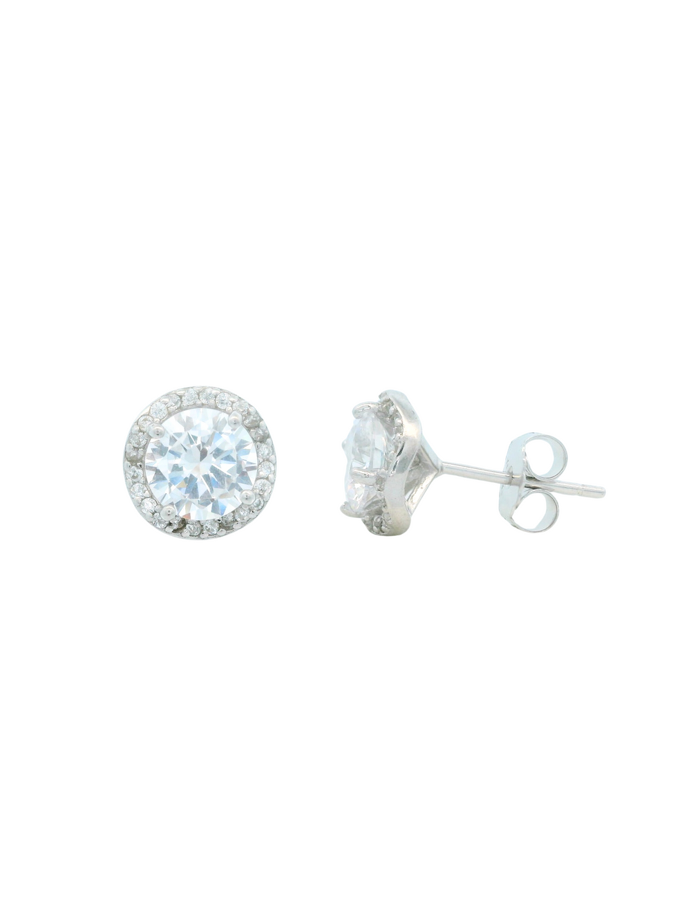 Par Arete Circular Plateado Ondulado Con Zirconias