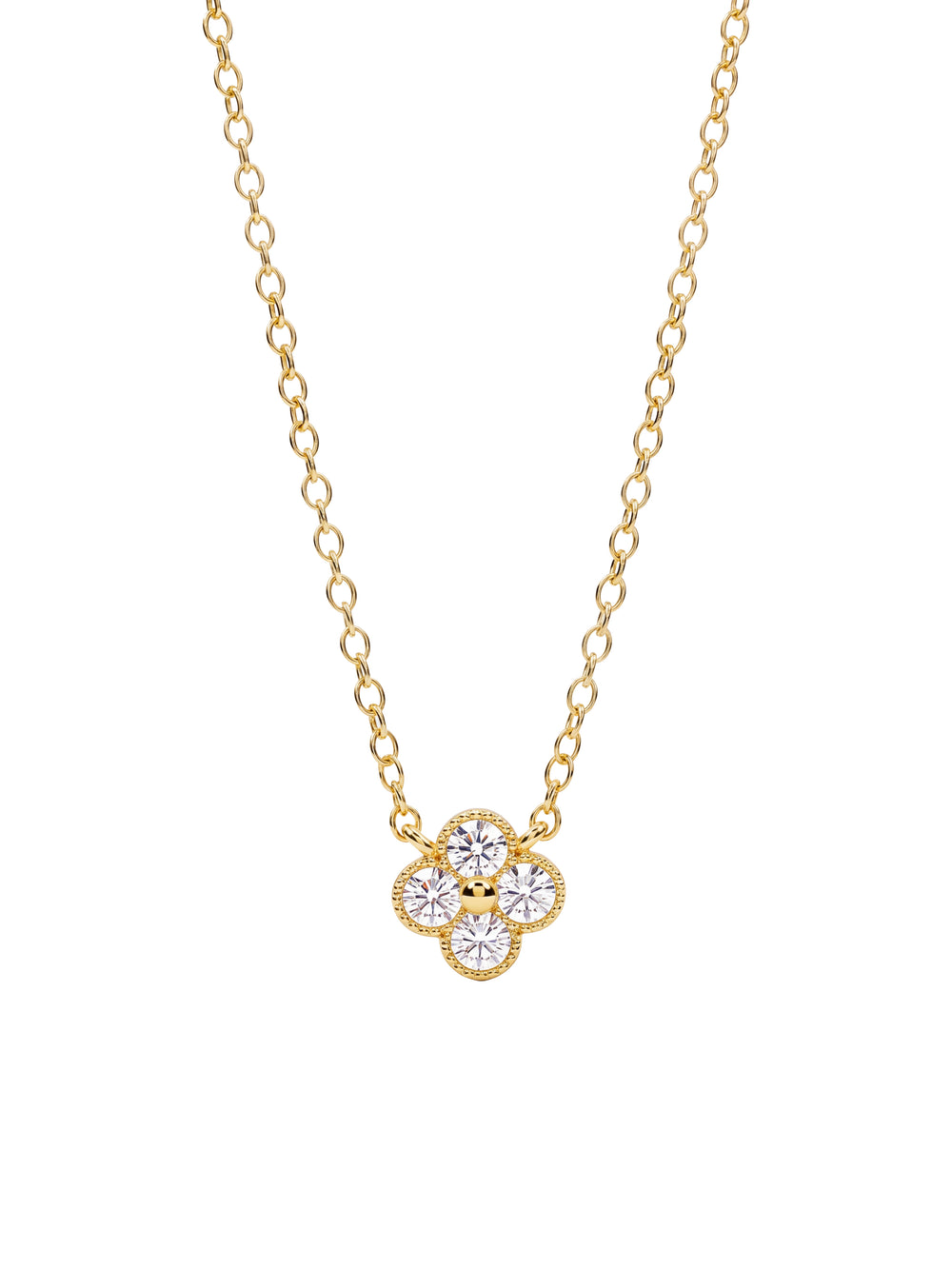 Collar Con Mini Trebol Zirconias