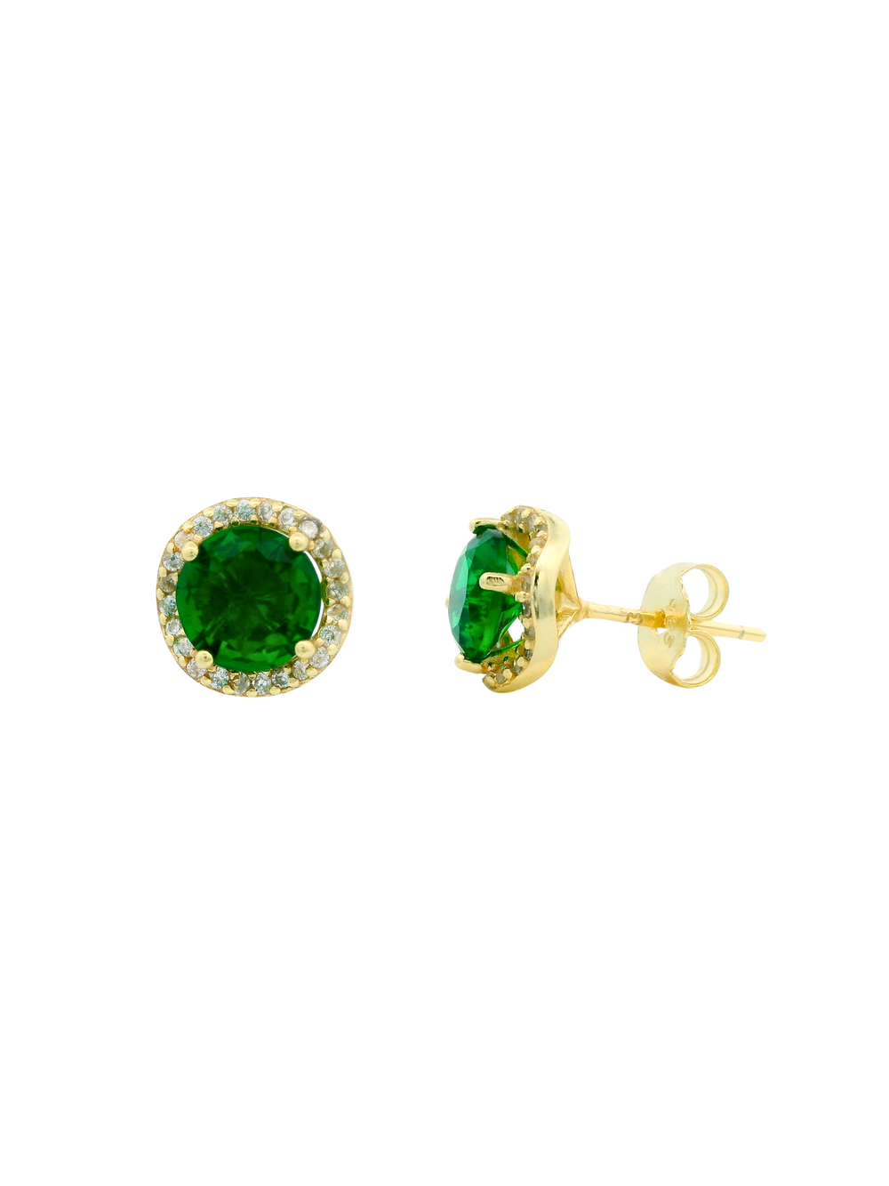 Par Arete Circular Dorado Ondulado Con Zirconias