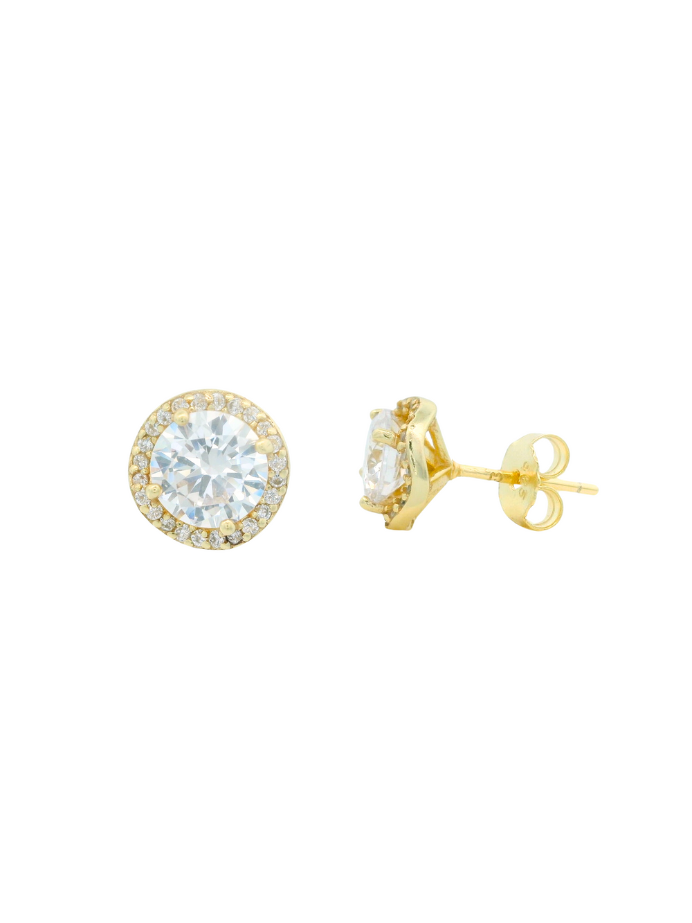 Par Arete Circular Dorado Ondulado Con Zirconias