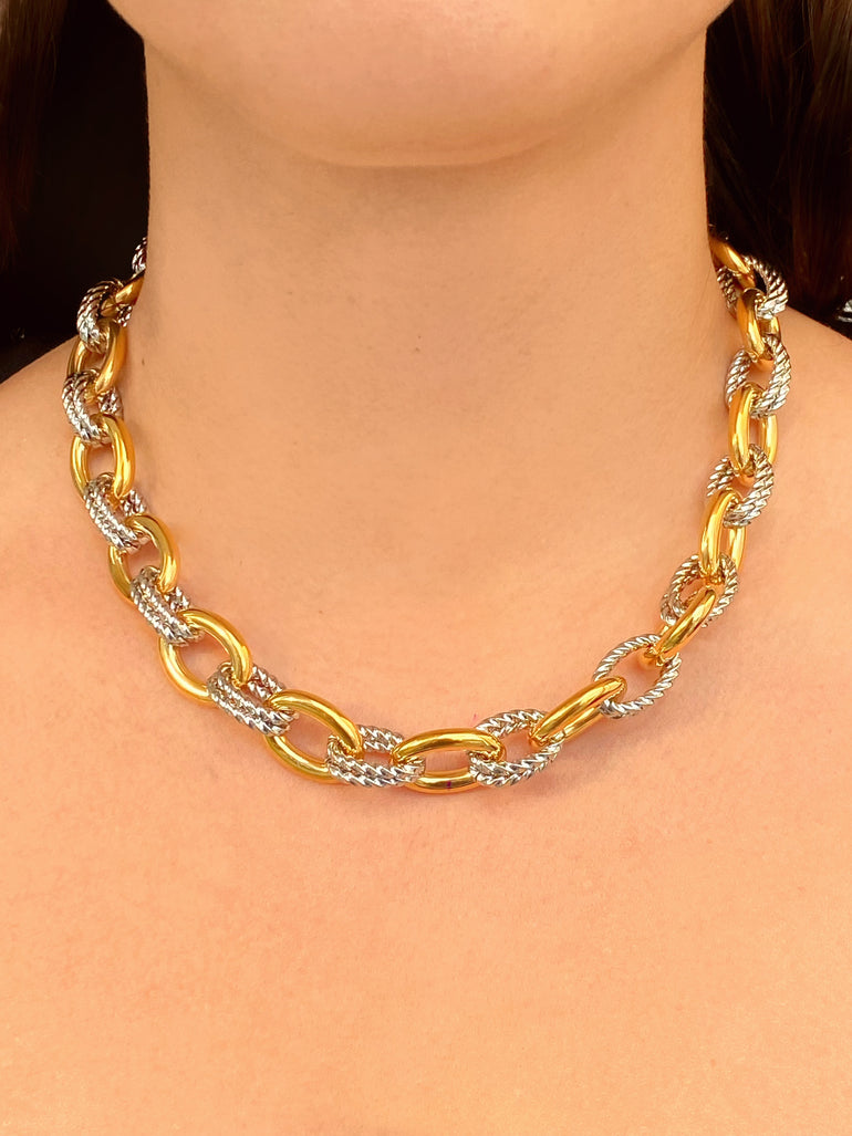 Collar Chunky Eslabon Ovalado Combinado