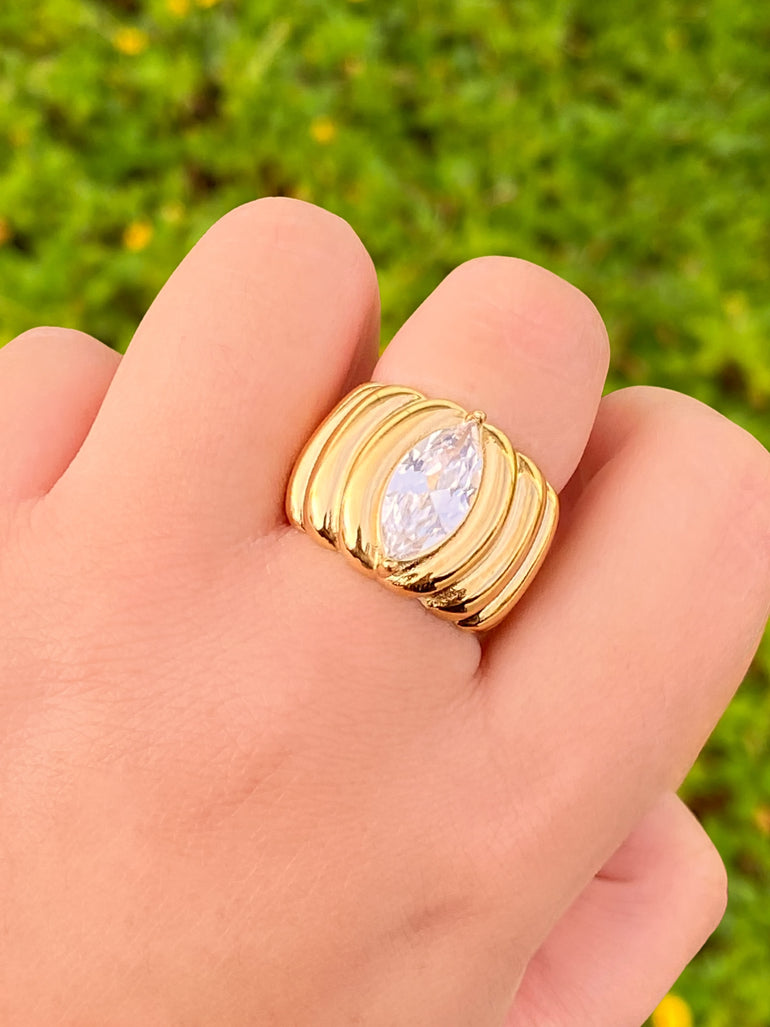 Anillo Chunky Con Zirconia