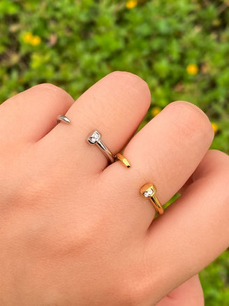 Anillo Clavo Abierto Con Zirconias