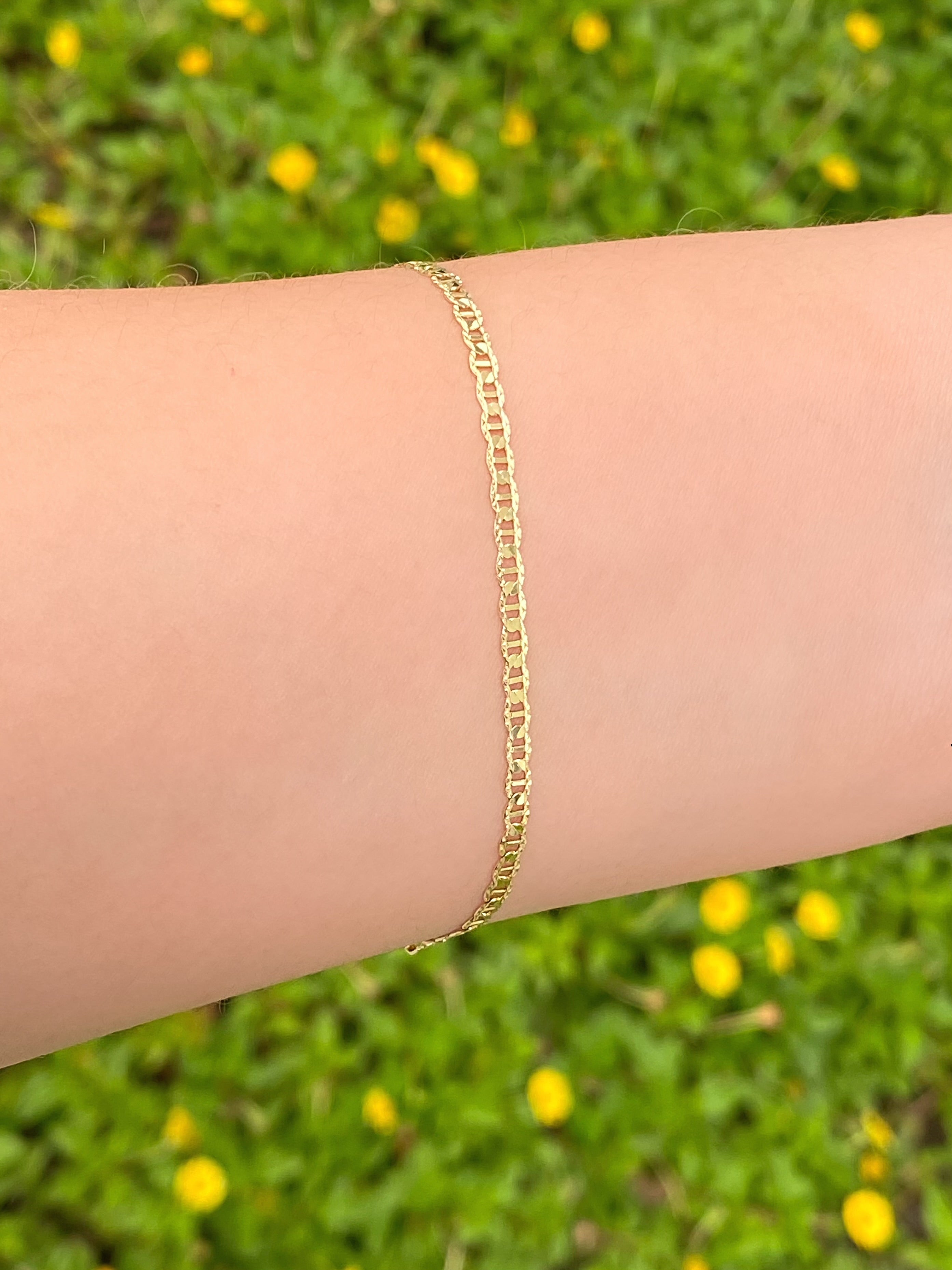 Pulsera Eslabon Planchado 2 mm Oro 14k