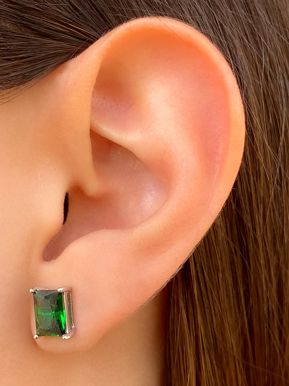 Par Arete Piedra Baguette Verde