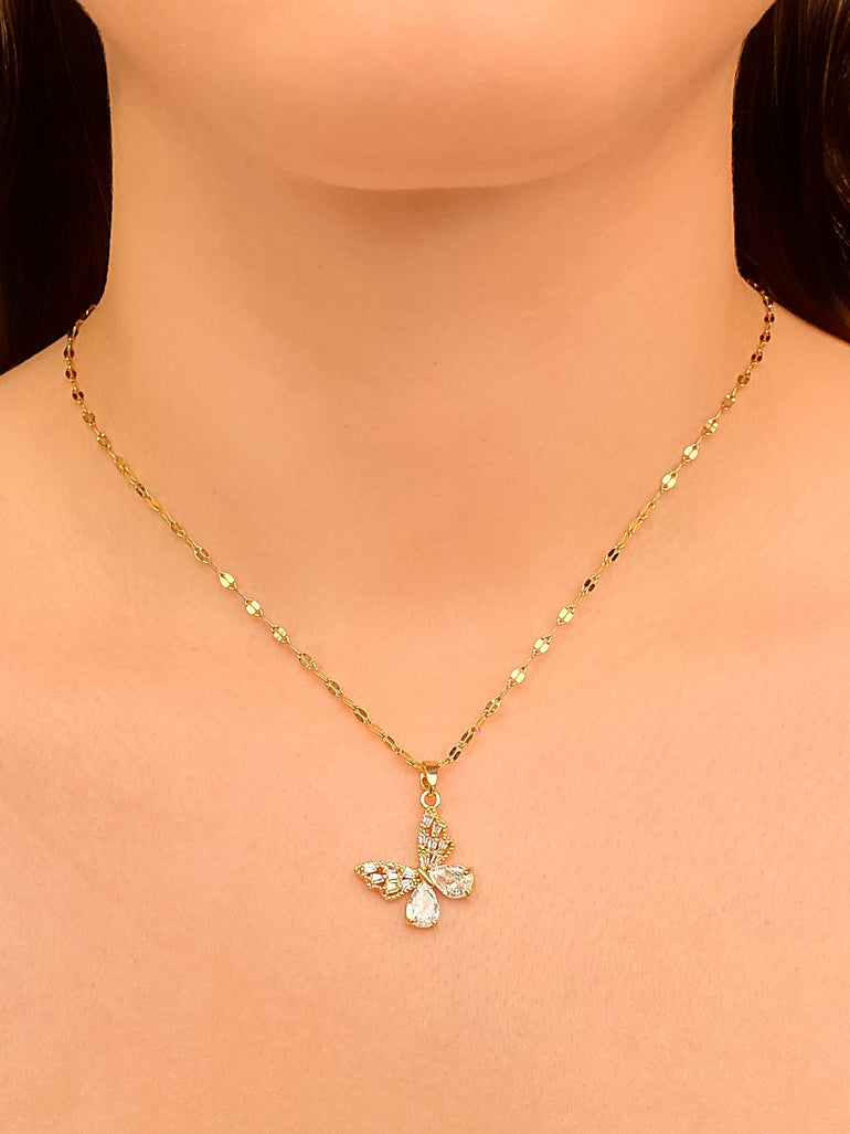 Collar Eslabones Planchados Con Mariposa