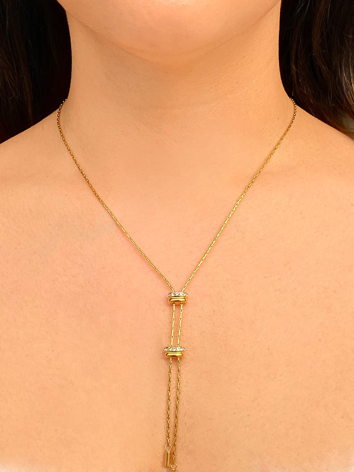 Collar Corbatin Ajustable Con Doble Dije Deslizable