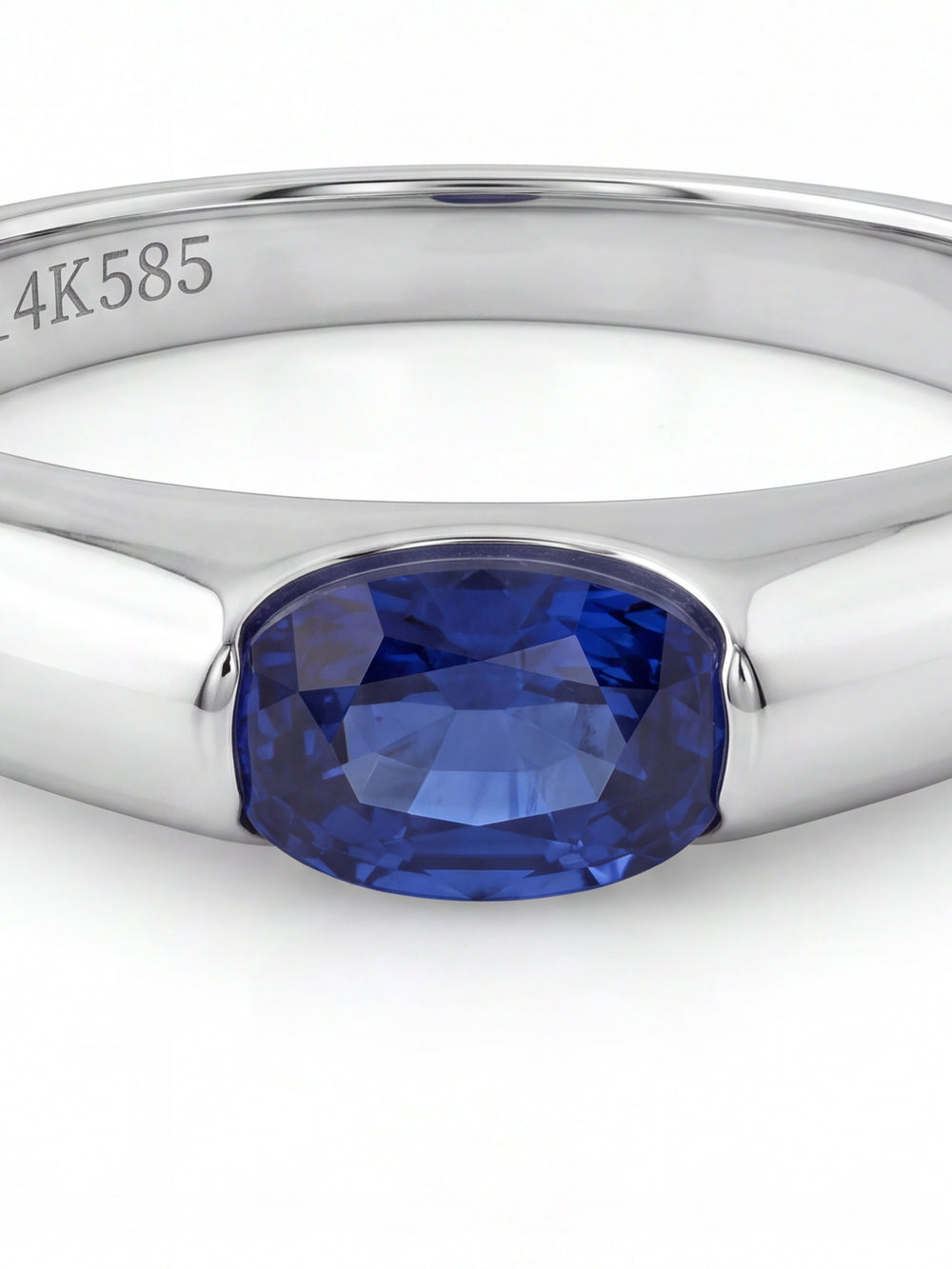 Anillo Grueso Corte Oval 0.31 Ct Zafiro Natural