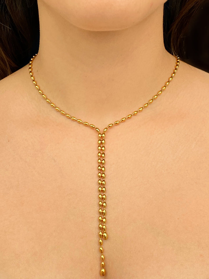 Collar Corbatin Bolitas Ovaladas