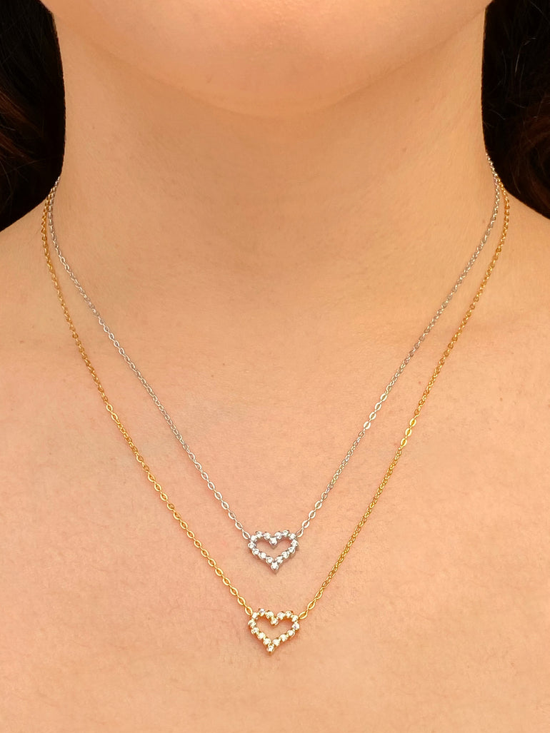 Collar Dije Contorno Corazon Zirconias