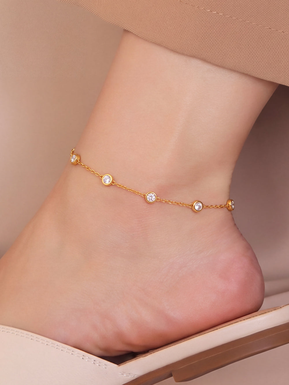 Tobillera Con Zirconias Bisel