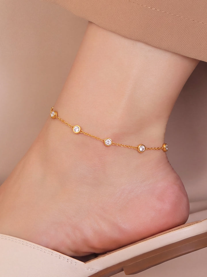 Tobillera Con Zirconias Bisel