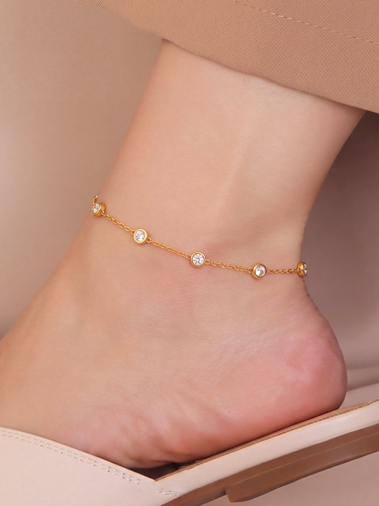 Tobillera Con Zirconias Bisel