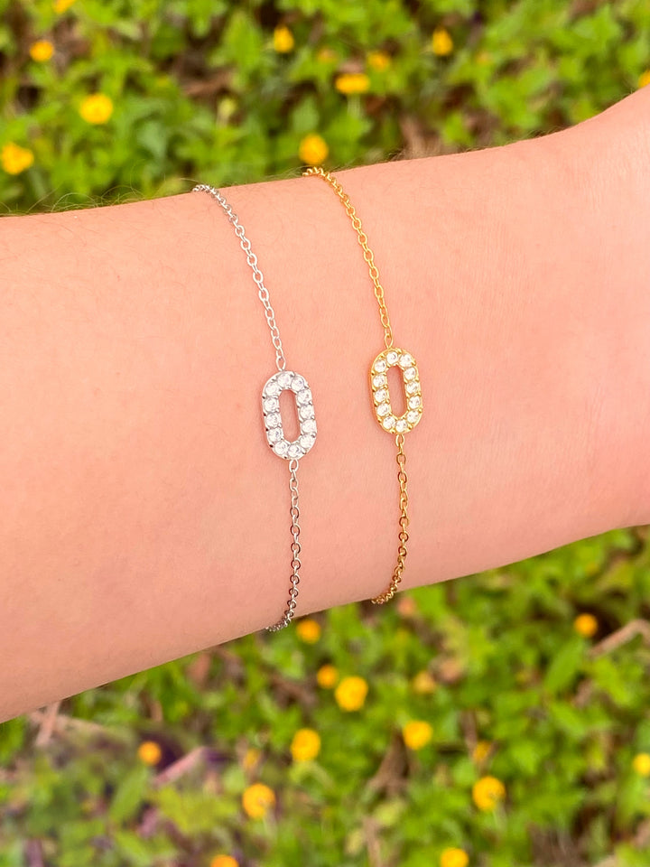 Pulsera Dije Ovalo Abierto Zirconias