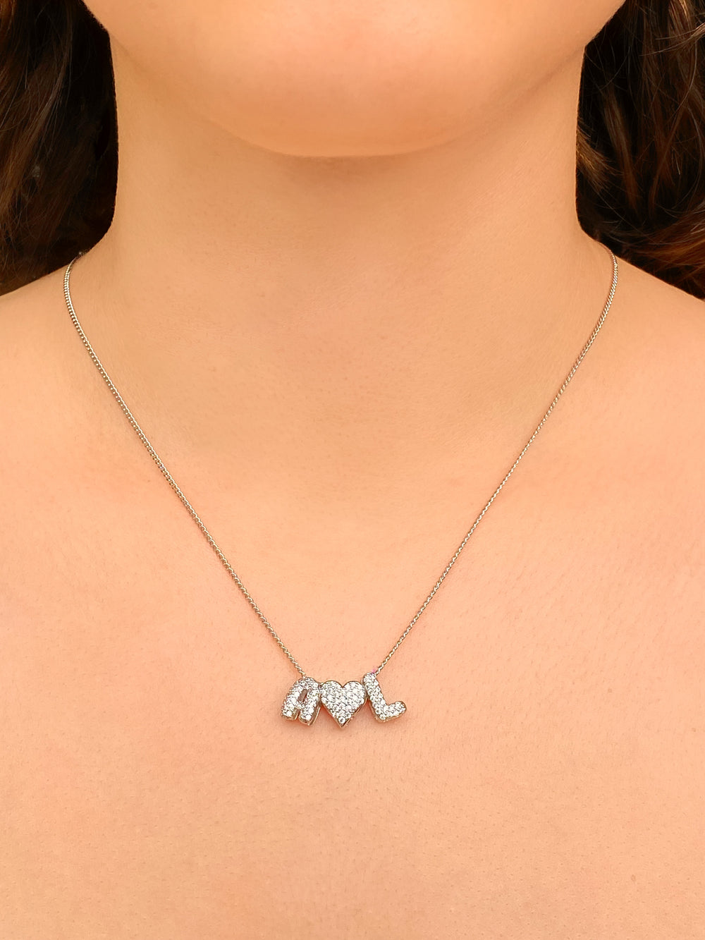 Collar Con Corazon Inicial Mini Bubble Zirconias
