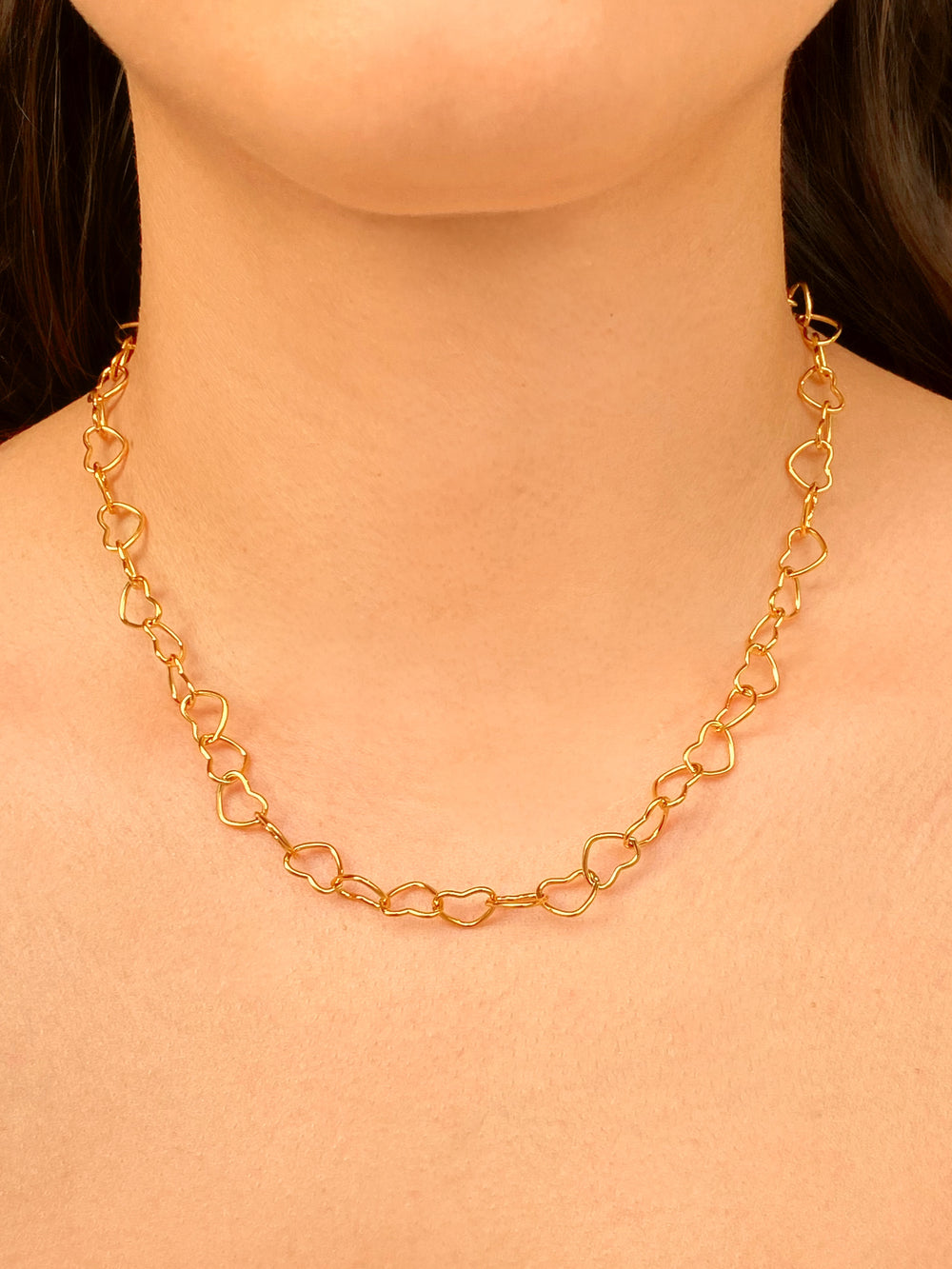 Collar Eslabon Contorno Corazon