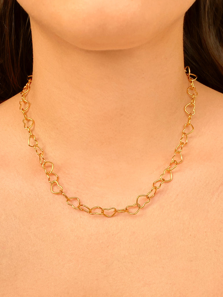 Collar Eslabon Contorno Corazon