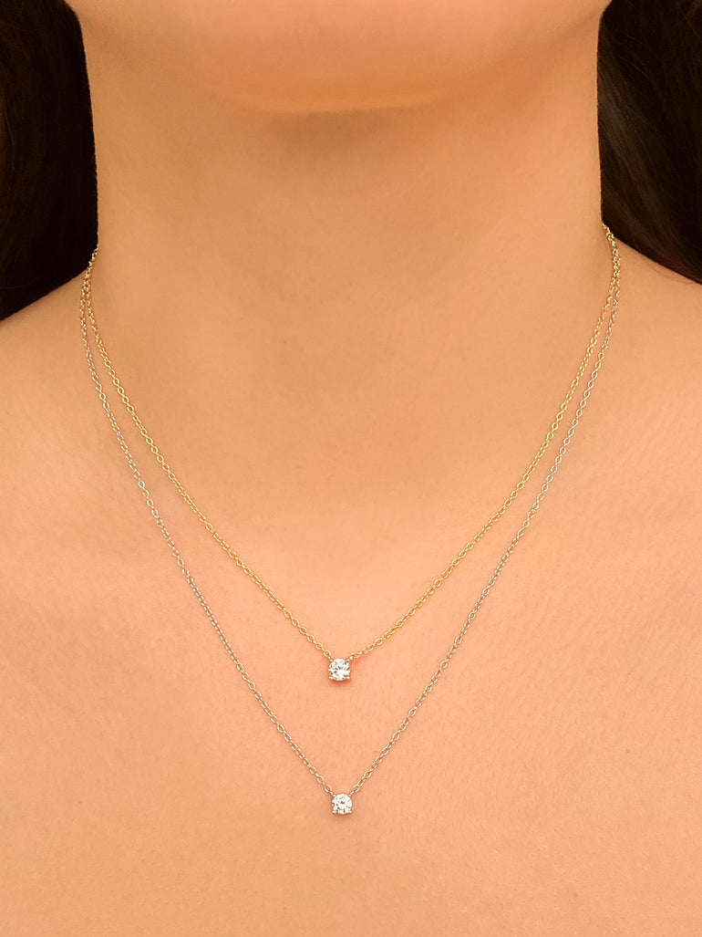 Collar Con Dije Zirconia 4 mm