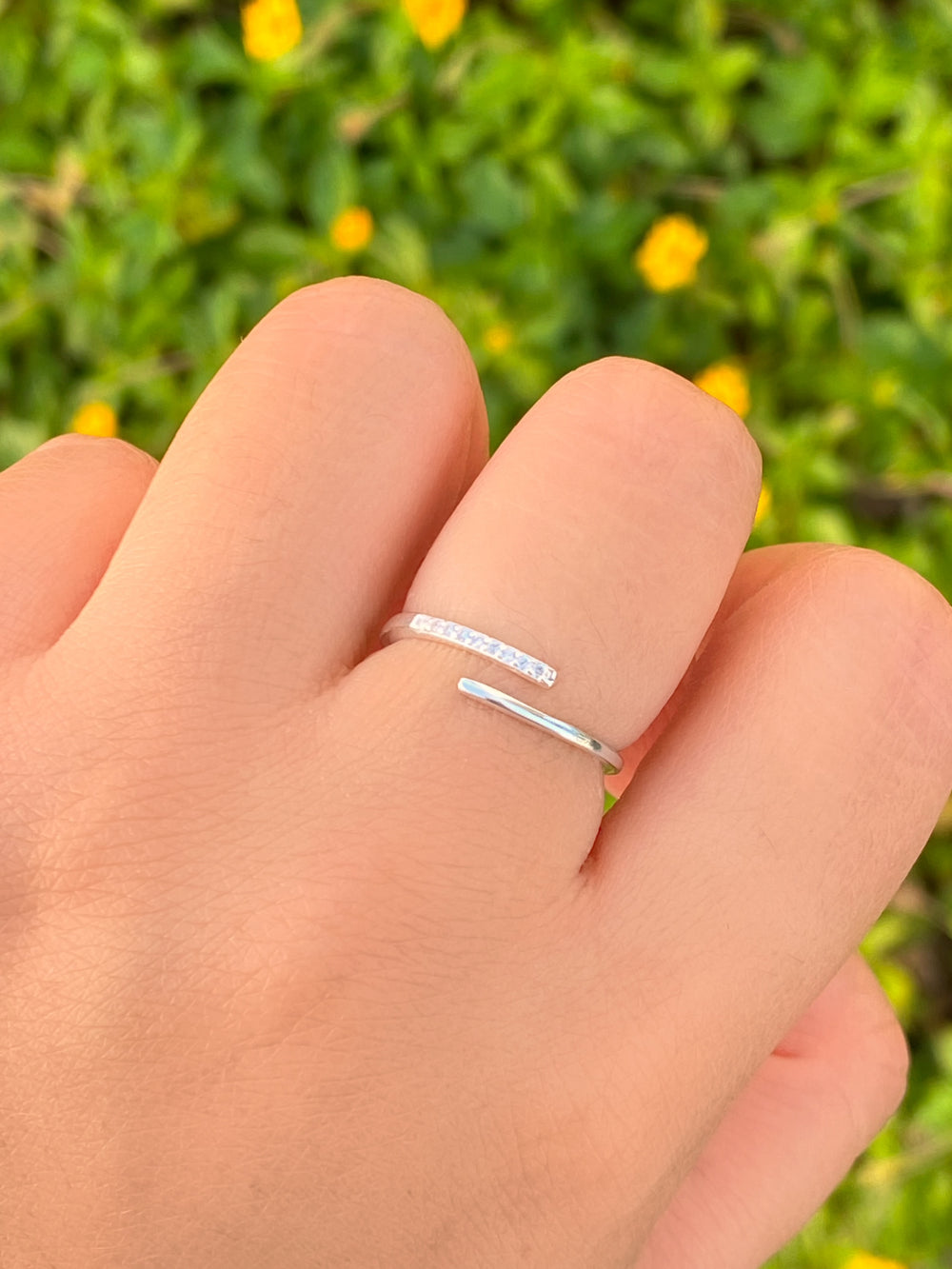 Anillo Doble Linea Zirconias Ajustable