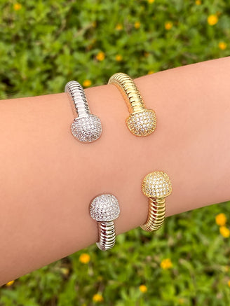 Brazalete Abierto Con Borde Zirconias