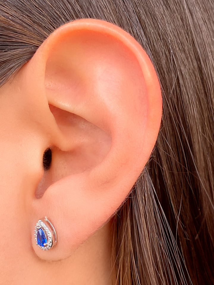 Par Arete Mini Gota Azul Zirconias