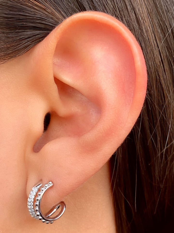 Par Semi Arracada Doble Con Zirconias