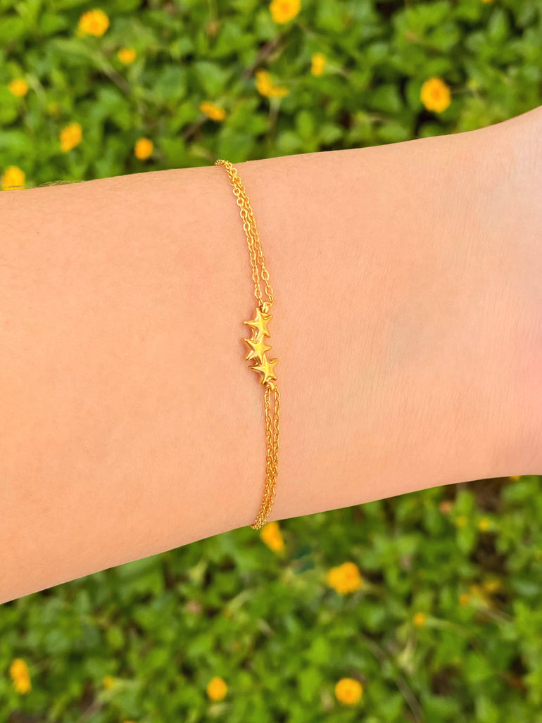 Pulsera Doble Con Triple Estrella