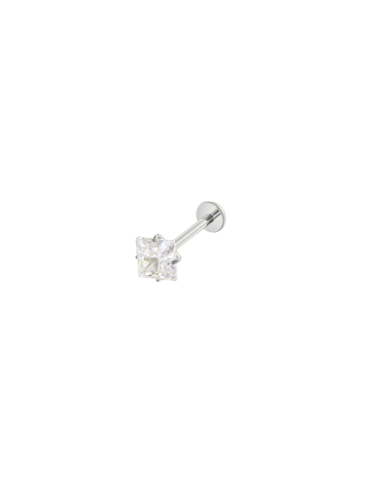 Aretes Zirconia Cuadrada Primera Perforacion Titanio