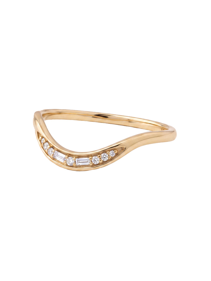 Anillo Con Curva Corte Round Baguette 0.059 pts Diamante Natural