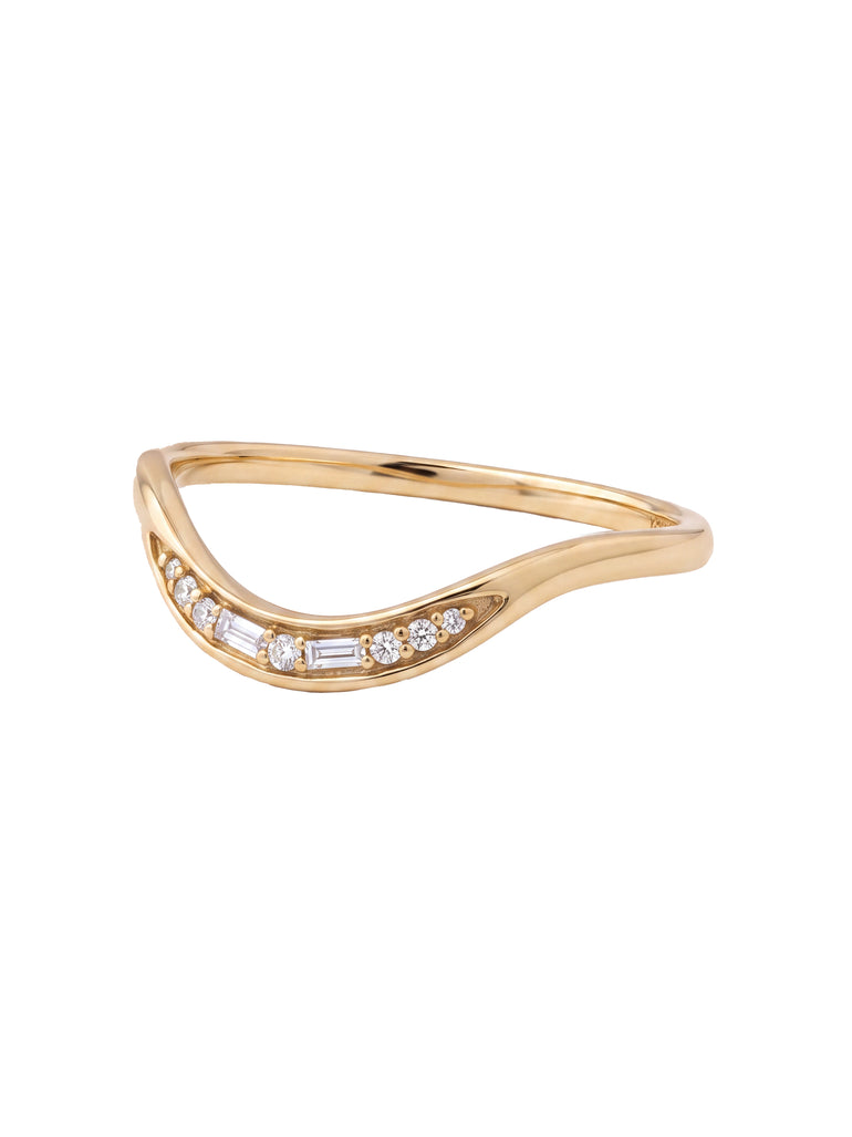 Anillo Con Curva Corte Round Baguette 0.059 pts Diamante Natural