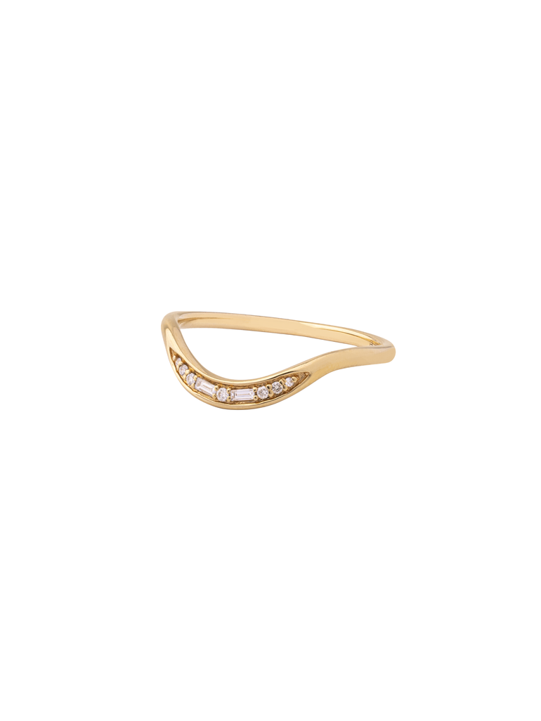 Anillo Con Curva Corte Round Baguette 0.059 pts Diamante Natural