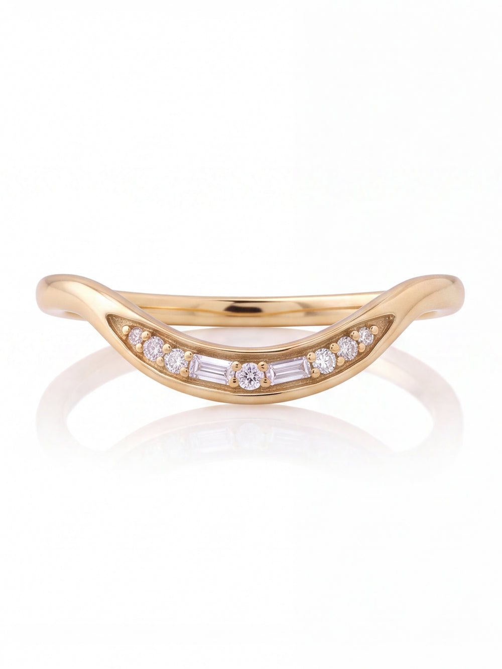Anillo Con Curva Corte Round Baguette 0.059 pts Diamante Natural