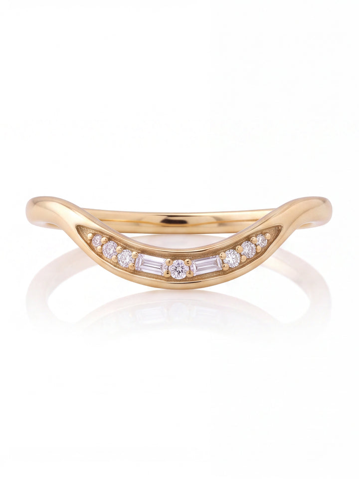 Anillo Con Curva Corte Round Baguette 0.059 pts Diamante Natural