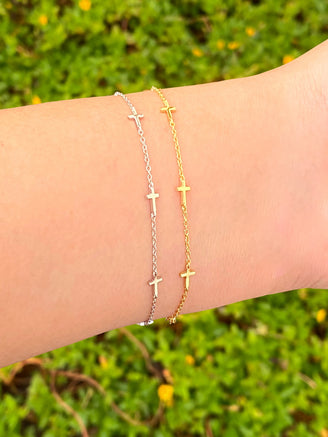Pulsera Con Cruces Lisas