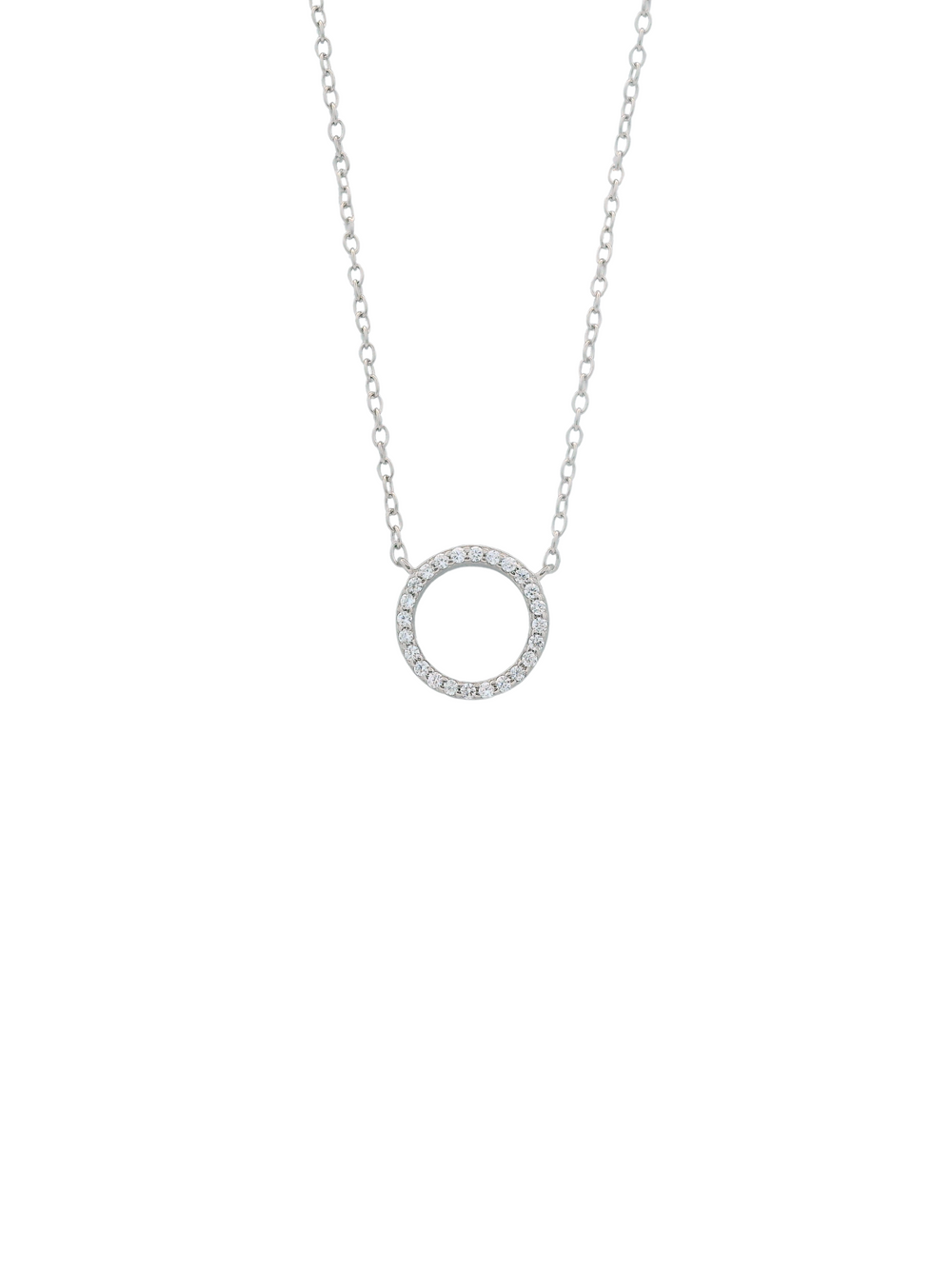 Collar Con Dije Contorno Circulo Con Zirconias