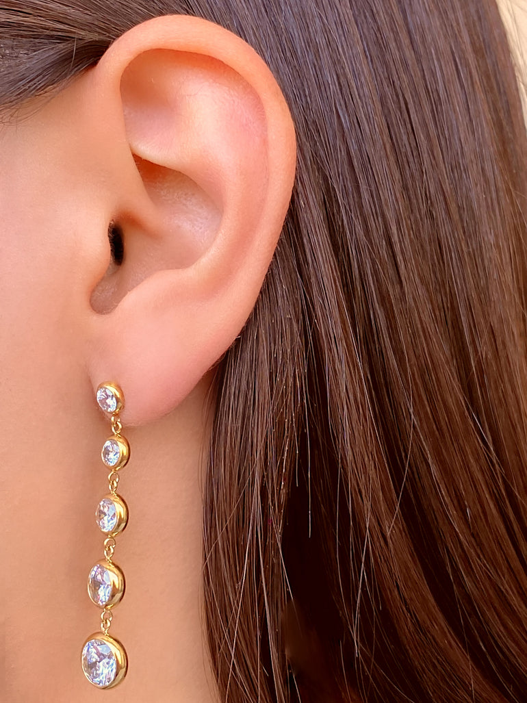 Par Arete Tira De Zirconias Redondas