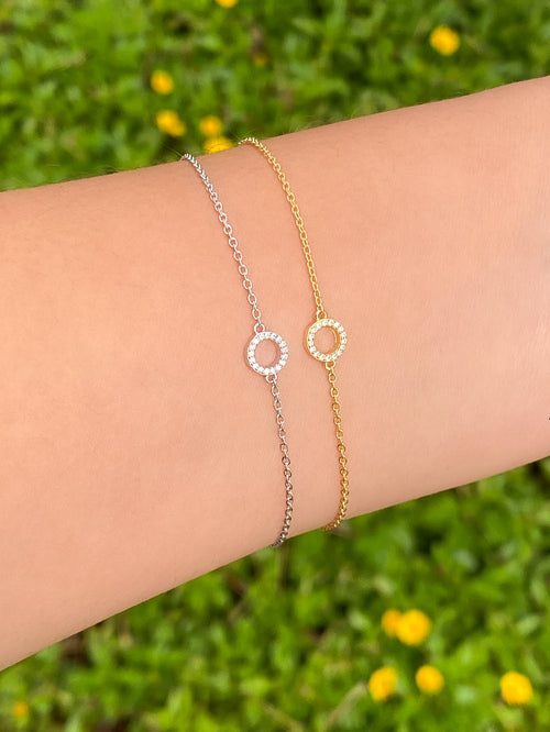 Pulsera Con Contorno Circulo Zirconias