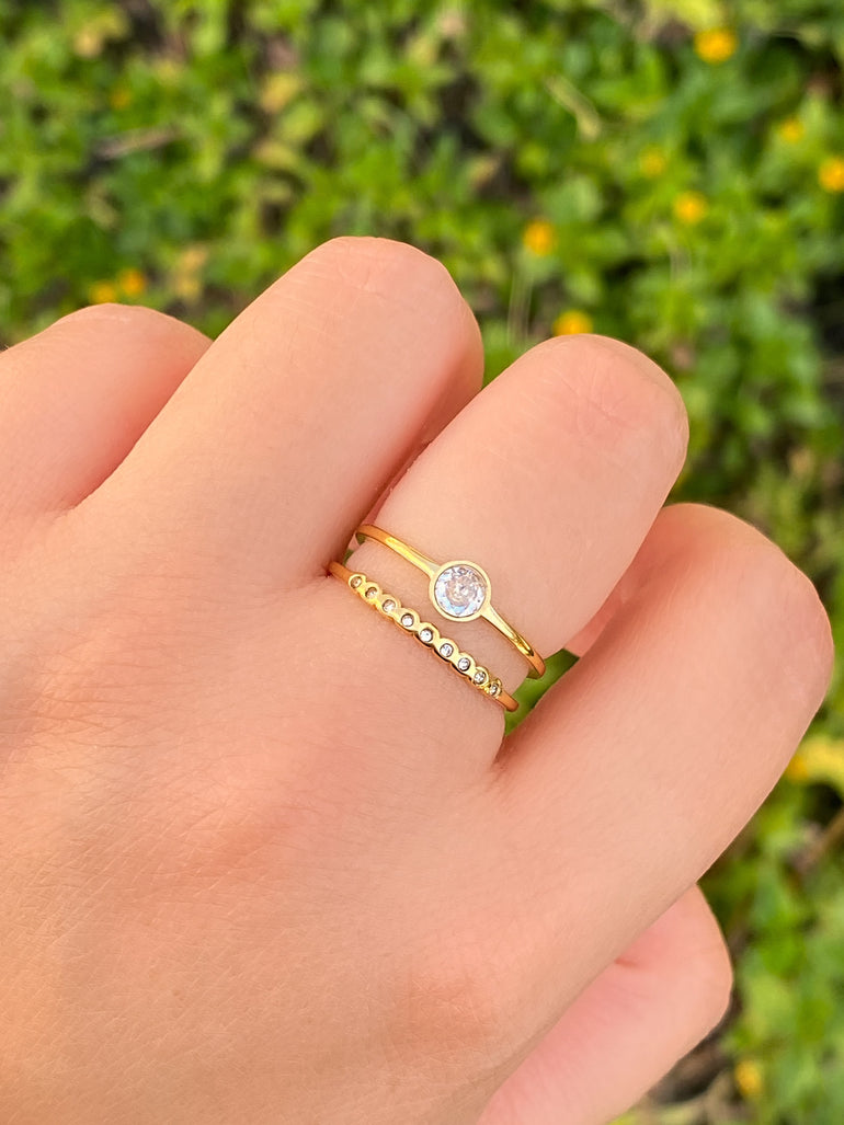 Anillo Doble Con Zirconia Redonda