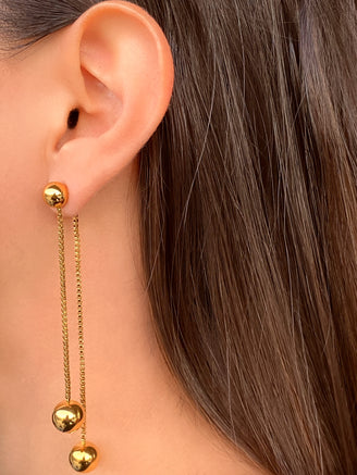 Par Arete Doble Tira Con Bolita