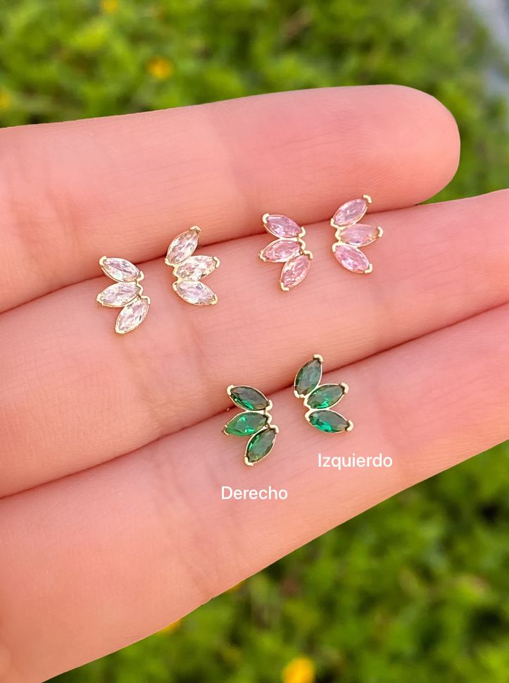 Broquel Triple Zirconia Oro 10k