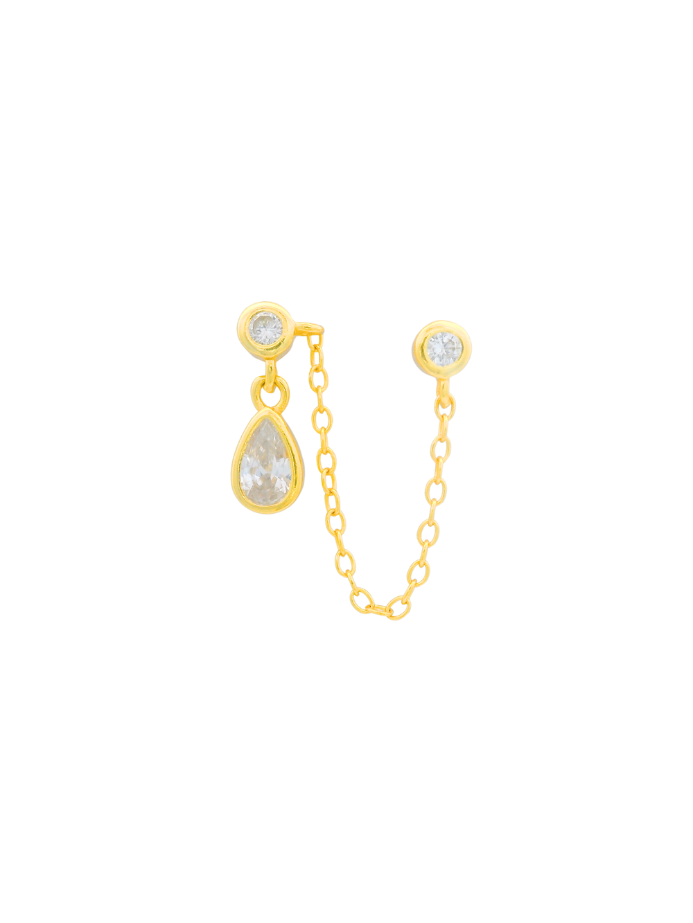 Arete Cadena Con Doble Zirconia y Gota