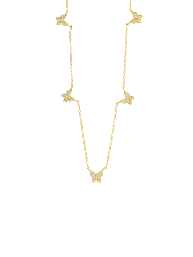 Collar Cinco Mariposas Zirconias